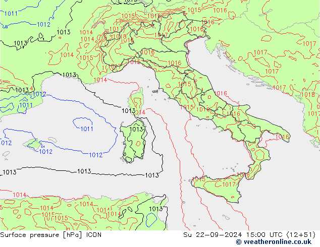 Atmosférický tlak ICON Ne 22.09.2024 15 UTC