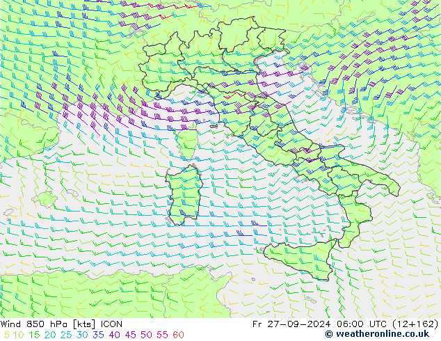 Wind 850 hPa ICON Fr 27.09.2024 06 UTC