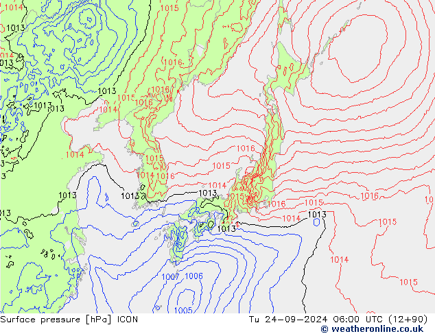 pression de l'air ICON mar 24.09.2024 06 UTC