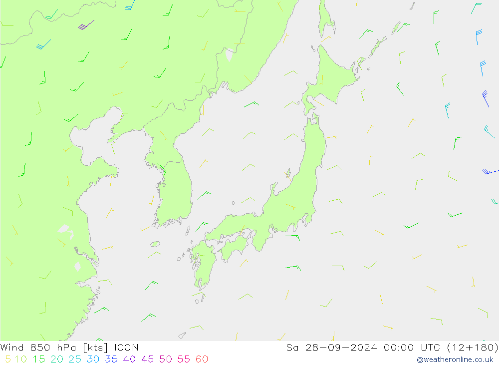 Wind 850 hPa ICON za 28.09.2024 00 UTC