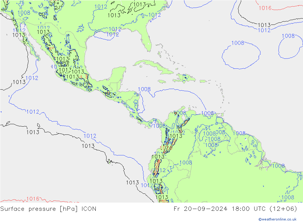 Luchtdruk (Grond) ICON vr 20.09.2024 18 UTC