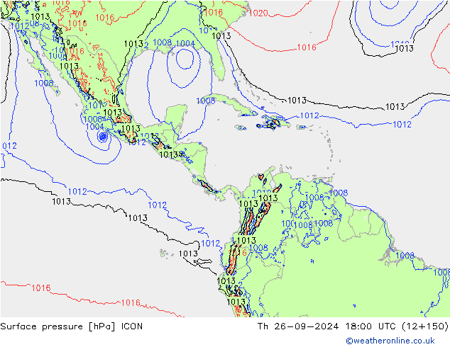 Luchtdruk (Grond) ICON do 26.09.2024 18 UTC