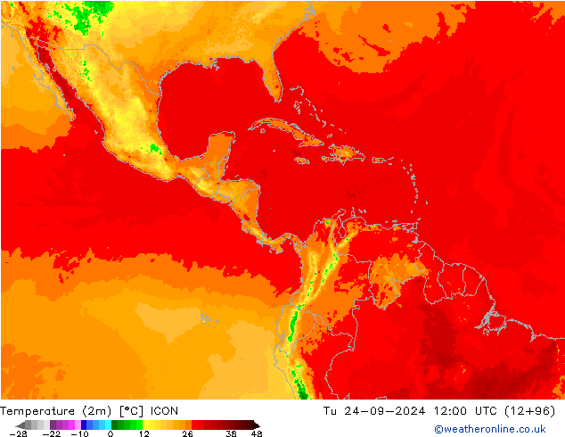 Sıcaklık Haritası (2m) ICON Sa 24.09.2024 12 UTC