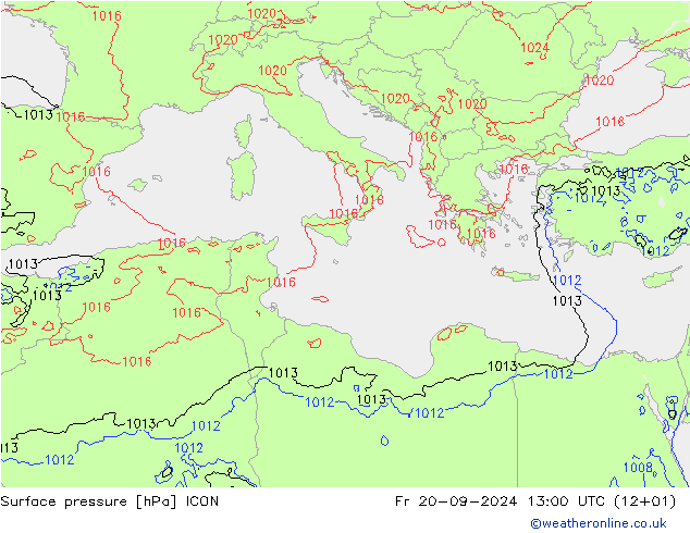 ciśnienie ICON pt. 20.09.2024 13 UTC