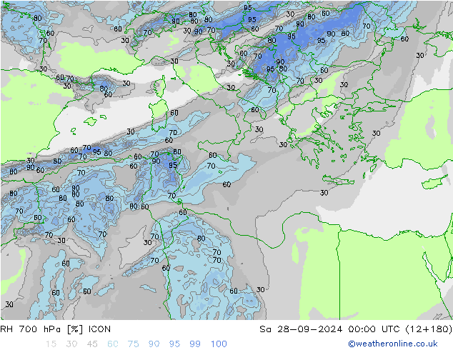 RH 700 hPa ICON Sa 28.09.2024 00 UTC