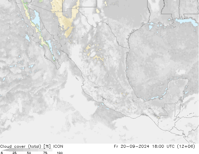 Cloud cover (total) ICON Fr 20.09.2024 18 UTC