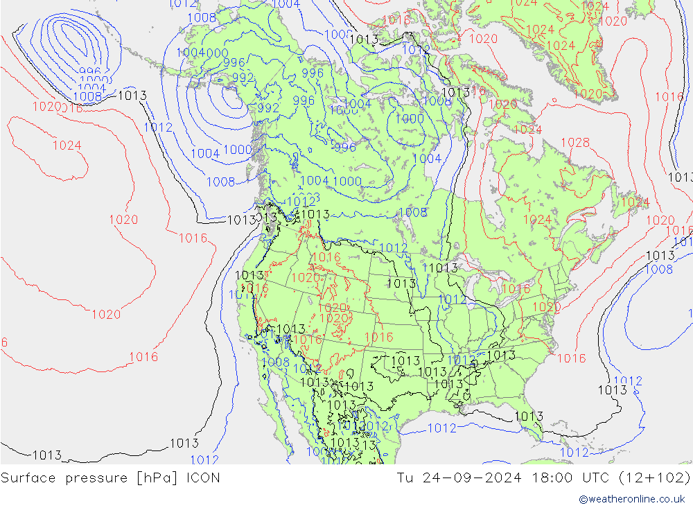 ciśnienie ICON wto. 24.09.2024 18 UTC