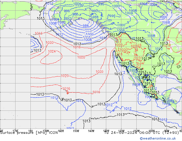 Luchtdruk (Grond) ICON di 24.09.2024 06 UTC