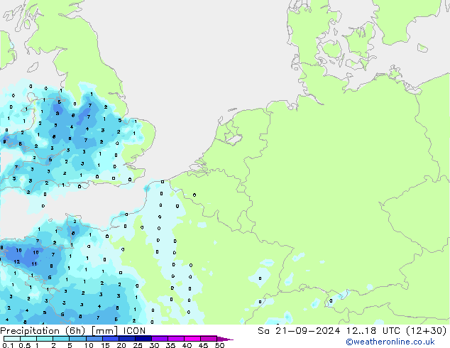 Precipitation (6h) ICON So 21.09.2024 18 UTC