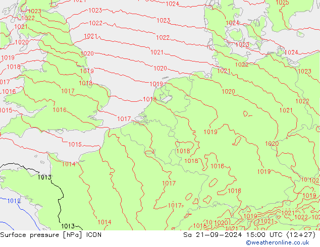 Surface pressure ICON Sa 21.09.2024 15 UTC