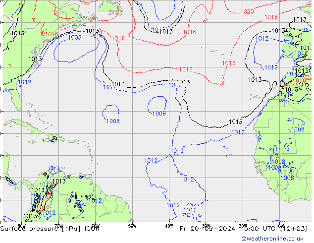 Atmosférický tlak ICON Pá 20.09.2024 15 UTC