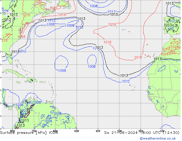 Surface pressure ICON Sa 21.09.2024 18 UTC