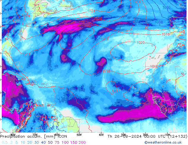 Precipitation accum. ICON gio 26.09.2024 00 UTC