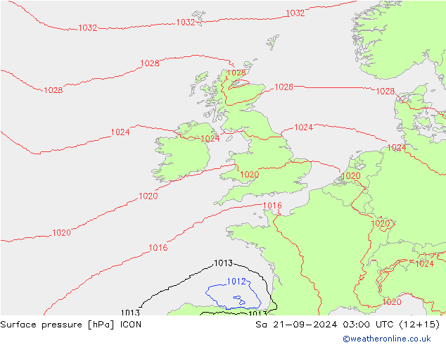 ciśnienie ICON so. 21.09.2024 03 UTC