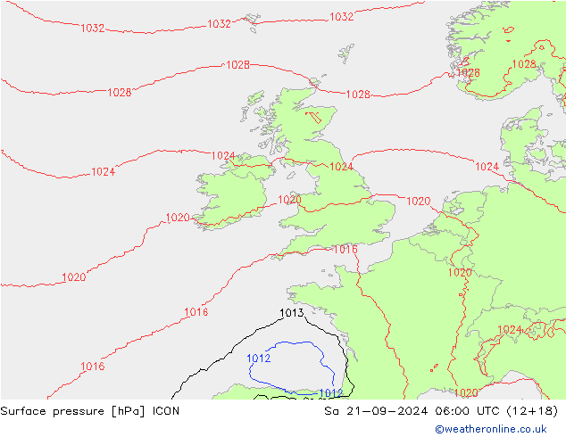 Surface pressure ICON Sa 21.09.2024 06 UTC