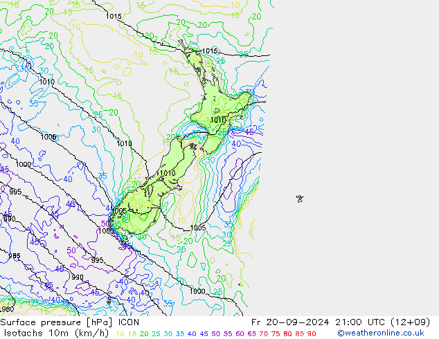 Isotachs (kph) ICON  20.09.2024 21 UTC