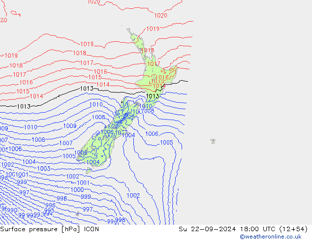 Surface pressure ICON Su 22.09.2024 18 UTC