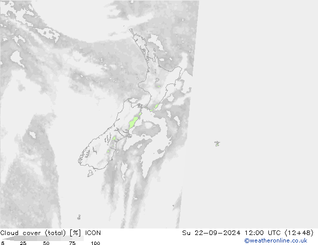 Nuages (total) ICON dim 22.09.2024 12 UTC