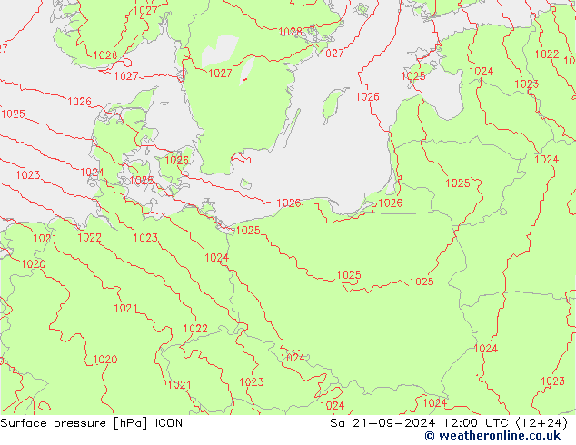 pression de l'air ICON sam 21.09.2024 12 UTC