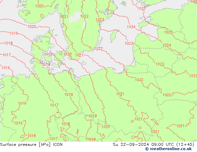 ciśnienie ICON nie. 22.09.2024 09 UTC