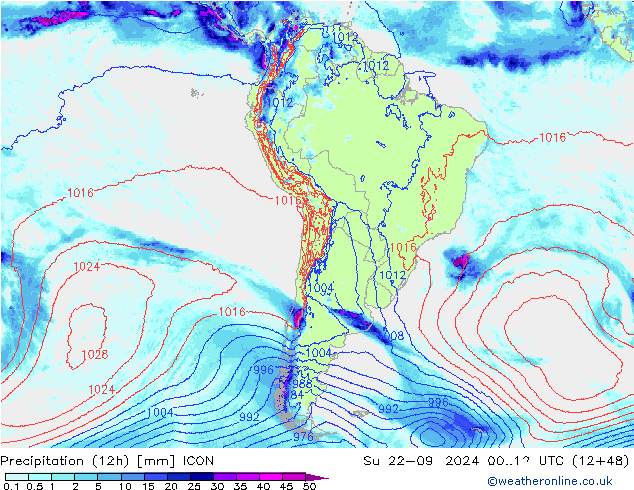 Precipitação (12h) ICON Dom 22.09.2024 12 UTC