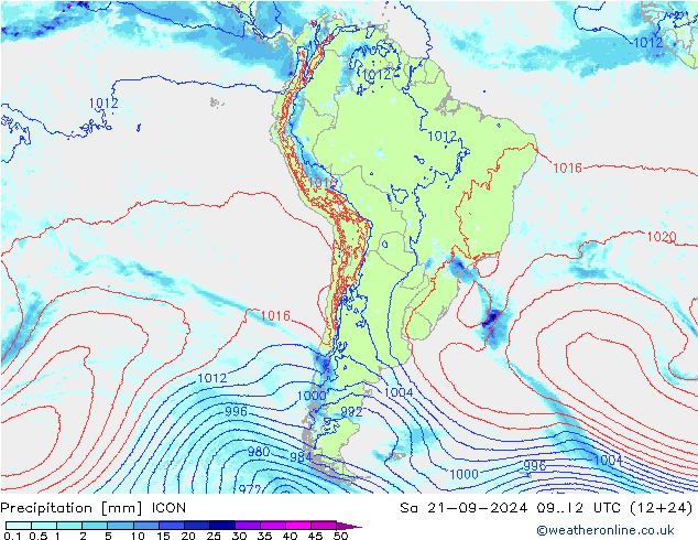 Precipitation ICON Sa 21.09.2024 12 UTC