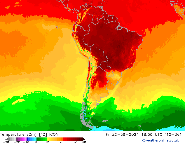 Temperature (2m) ICON Fr 20.09.2024 18 UTC