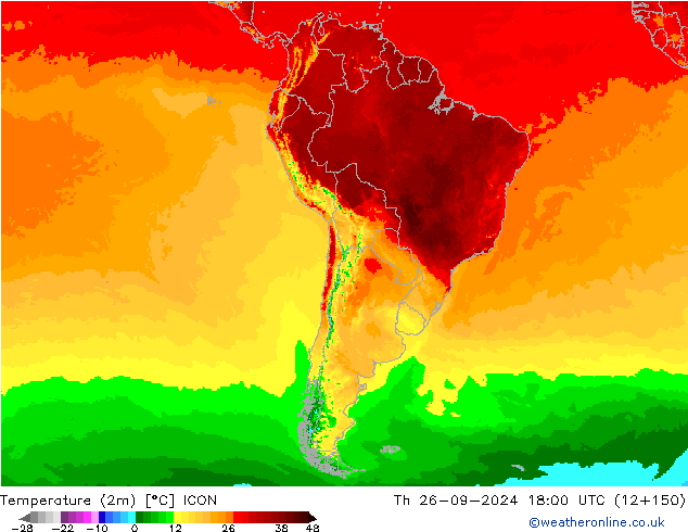 Temperature (2m) ICON Th 26.09.2024 18 UTC