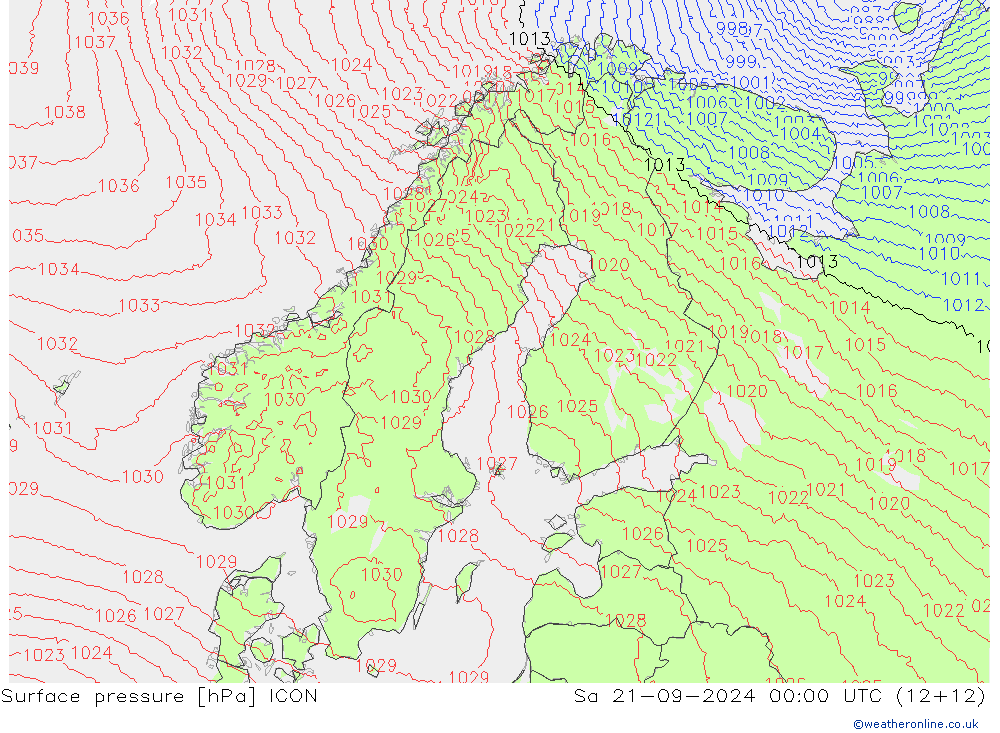 Bodendruck ICON Sa 21.09.2024 00 UTC