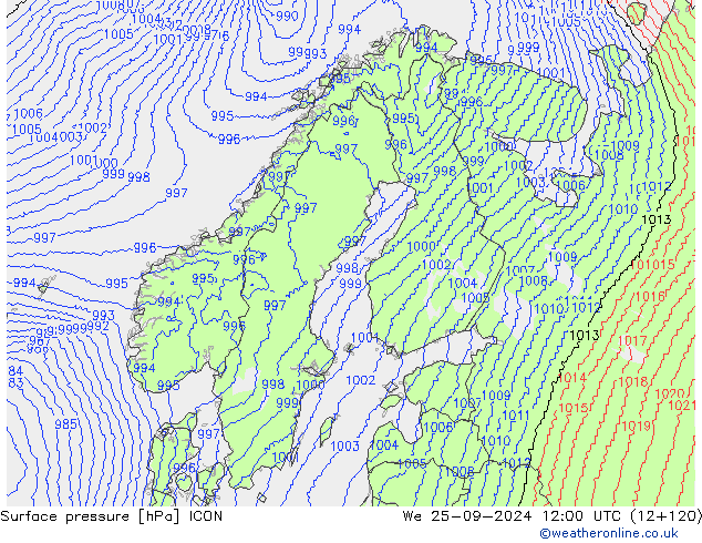 Bodendruck ICON Mi 25.09.2024 12 UTC