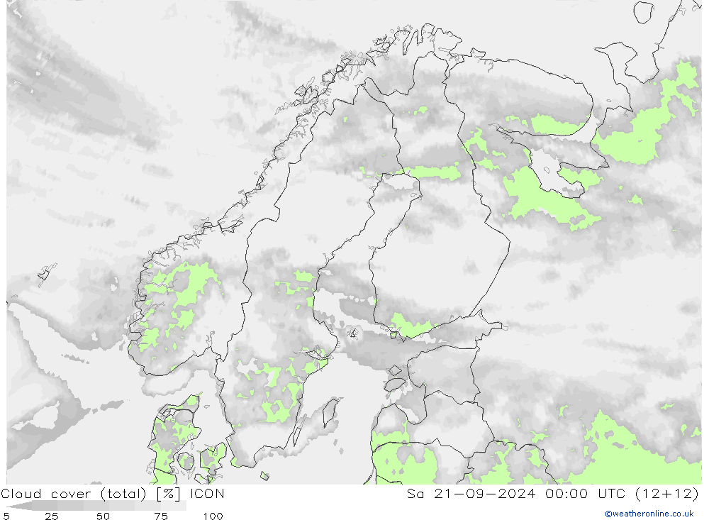 Wolken (gesamt) ICON Sa 21.09.2024 00 UTC