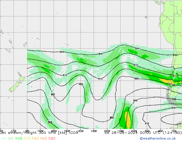 Prąd strumieniowy ICON so. 28.09.2024 00 UTC