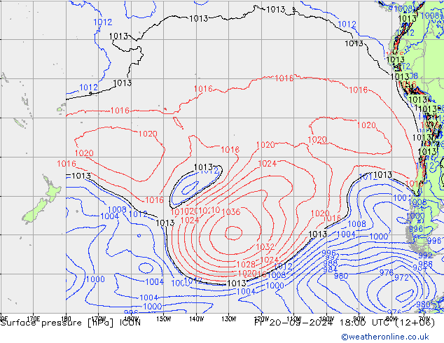 Surface pressure ICON Fr 20.09.2024 18 UTC