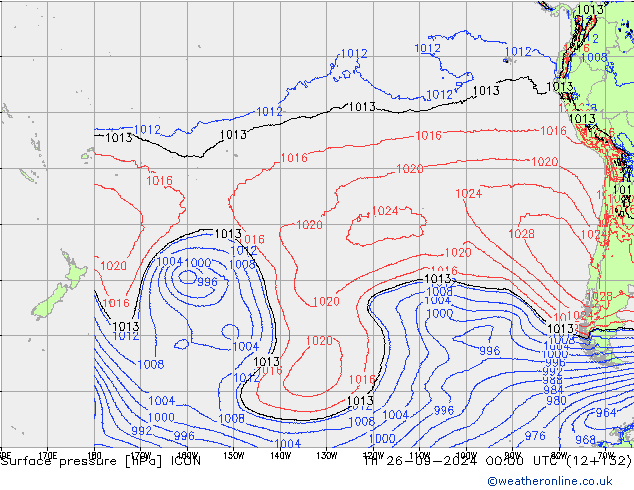 Luchtdruk (Grond) ICON do 26.09.2024 00 UTC