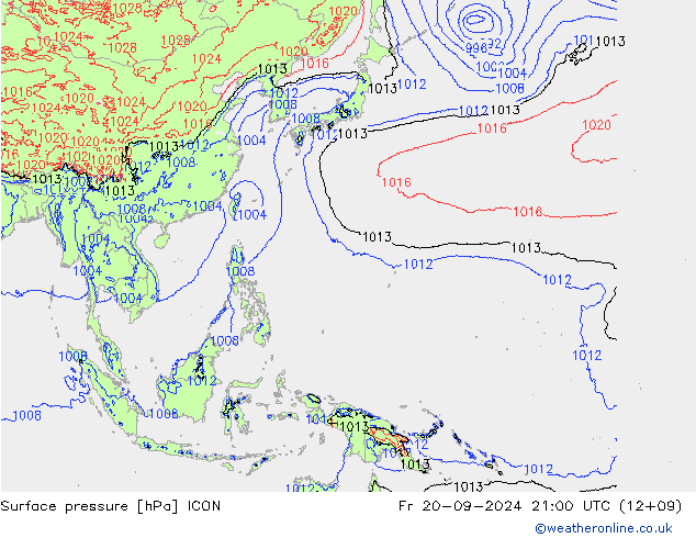 pression de l'air ICON ven 20.09.2024 21 UTC