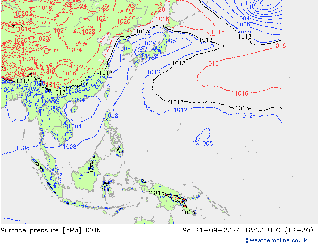 Surface pressure ICON Sa 21.09.2024 18 UTC