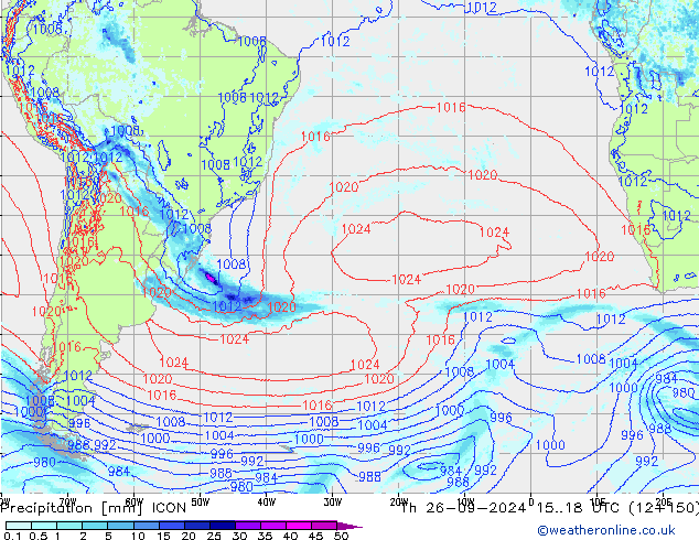 Précipitation ICON jeu 26.09.2024 18 UTC