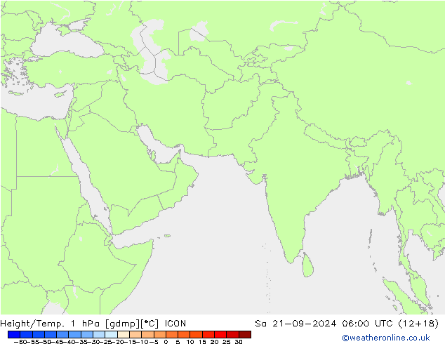 Height/Temp. 1 hPa ICON sab 21.09.2024 06 UTC