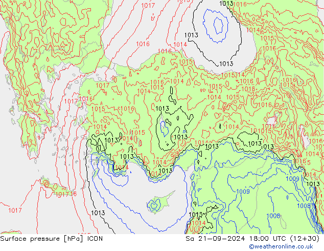 Surface pressure ICON Sa 21.09.2024 18 UTC