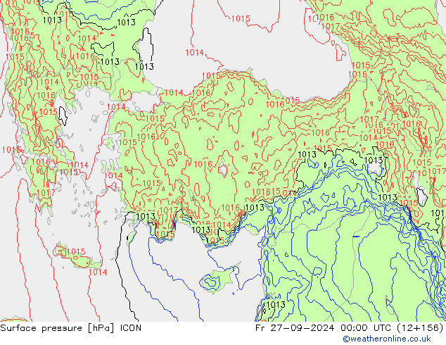 Atmosférický tlak ICON Pá 27.09.2024 00 UTC