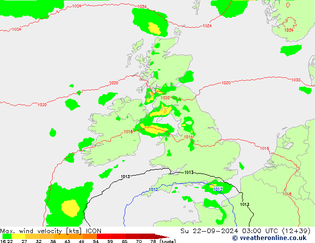 Max. wind velocity ICON nie. 22.09.2024 03 UTC