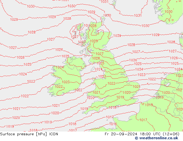 Surface pressure ICON Fr 20.09.2024 18 UTC