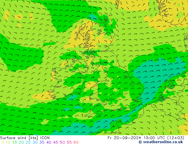 Viento 10 m ICON vie 20.09.2024 15 UTC