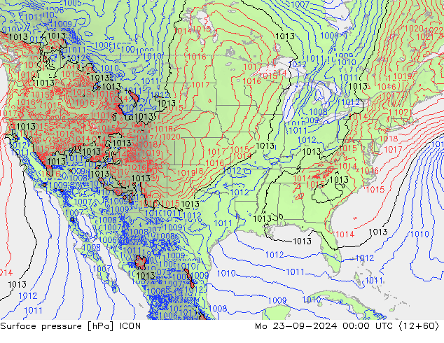 ciśnienie ICON pon. 23.09.2024 00 UTC