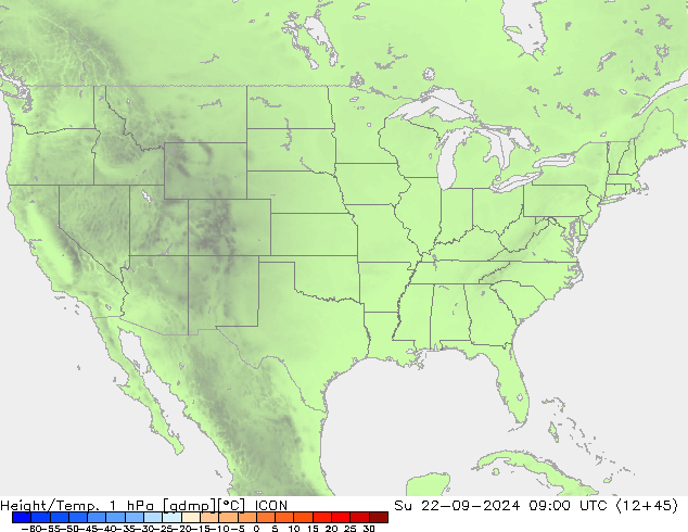 Geop./Temp. 1 hPa ICON dom 22.09.2024 09 UTC