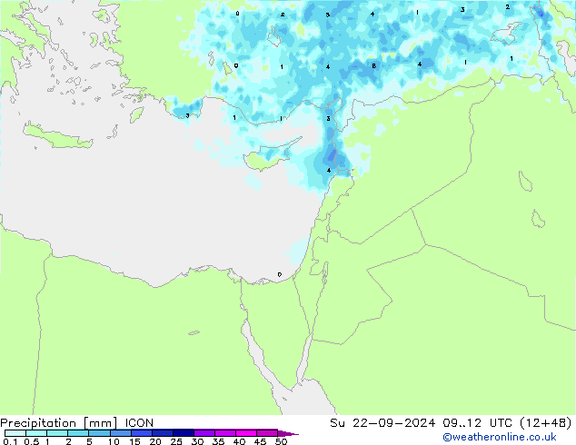 Precipitation ICON Su 22.09.2024 12 UTC