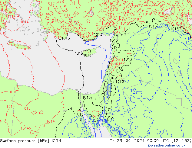 Luchtdruk (Grond) ICON do 26.09.2024 00 UTC