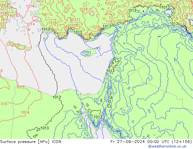 pressão do solo ICON Sex 27.09.2024 00 UTC