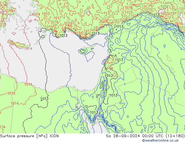 Surface pressure ICON Sa 28.09.2024 00 UTC