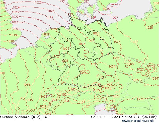 Bodendruck ICON Sa 21.09.2024 06 UTC